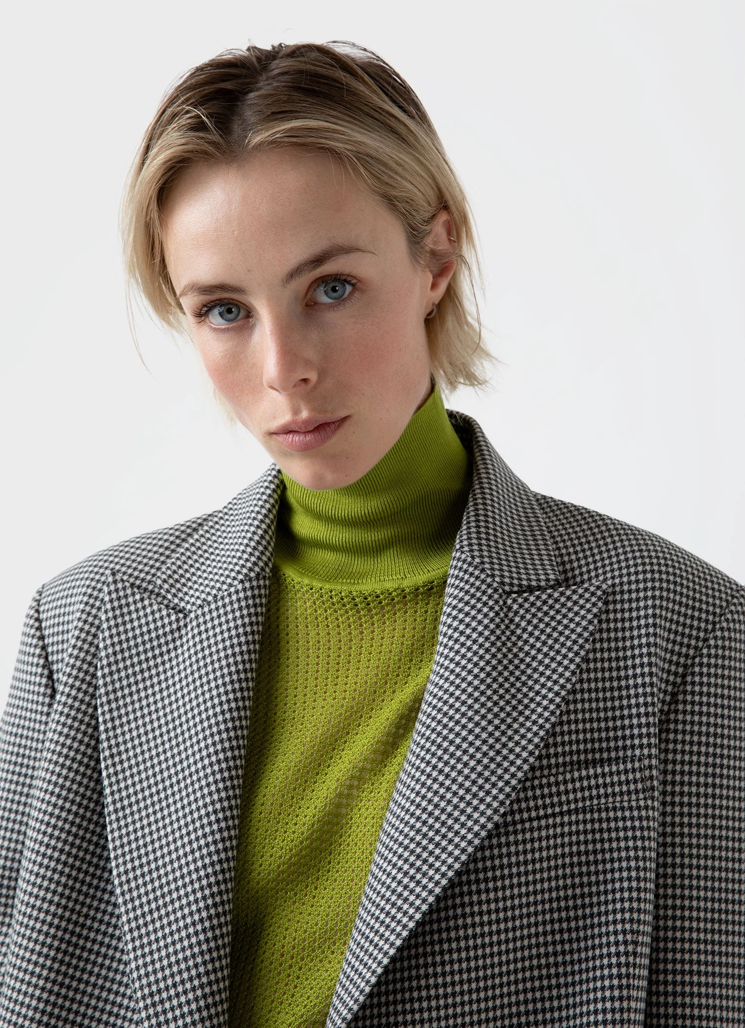 Women&rsquo;s Edie Campbell Double Breasted Blazer in Black/Ecru Check