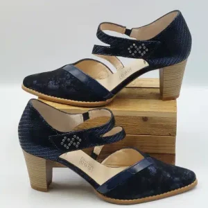 Escarpin Sandale Bleu Irisé Cuir