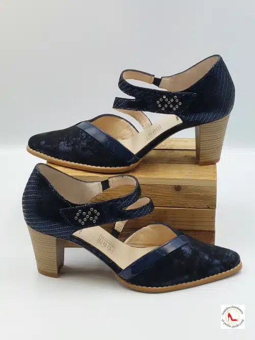 Escarpin Sandale Bleu Irisé Cuir