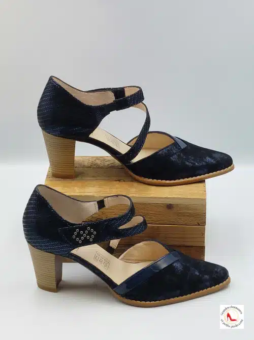 Escarpin Sandale Bleu Irisé Cuir