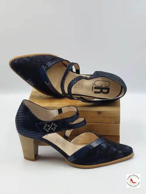 Escarpin Sandale Bleu Irisé Cuir – Image 3