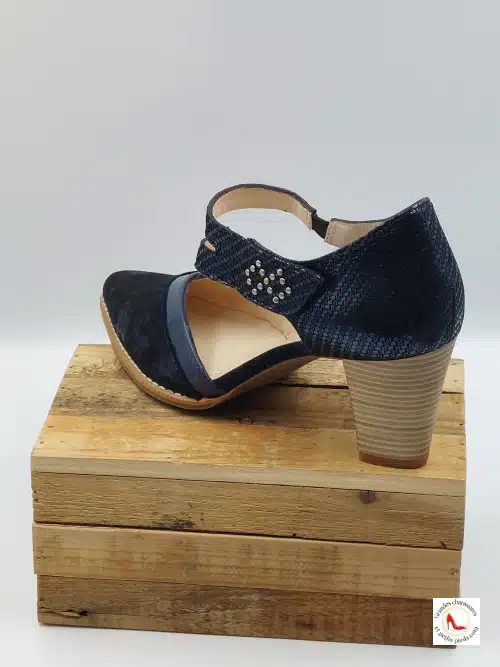 Escarpin Sandale Bleu Irisé Cuir – Image 7