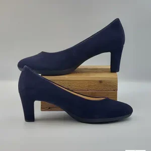 Escarpins Cuir Velours Bleu Atlantique