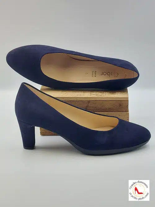 Escarpins Cuir Velours Bleu Atlantique