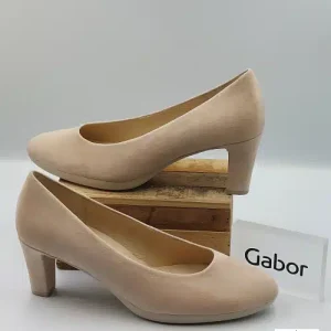 Escarpins Cuir Velours Beige Rosé