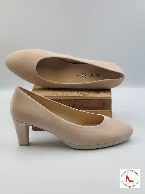Escarpins Cuir Velours Beige Rosé