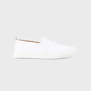 Men's Canvas Slip On Trainer in White