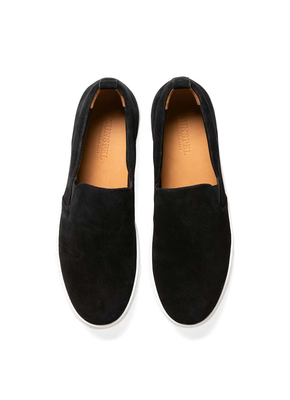 Men's Suede Slip On Trainers in Black – Image 4