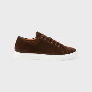 Men's Suede Tennis Shoe in Dark Walnut