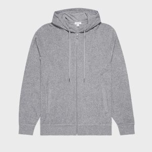 Men's Towelling Hoodie in Grey Melange