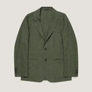 Men's Linen Blazer in Hunter Green