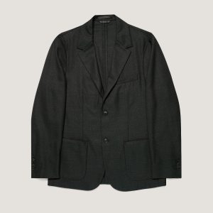 Men's Lightweight Travel Wool Blazer in Dark Charcoal Melange
