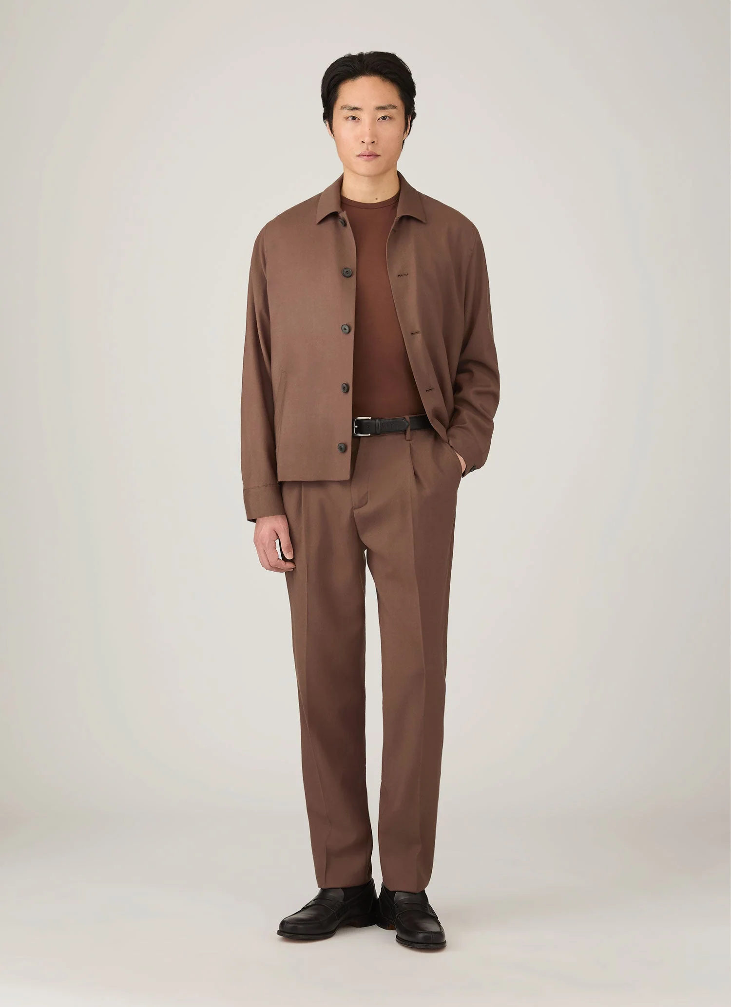 Men's Wool Twill Jacket in Light Brown – Image 3