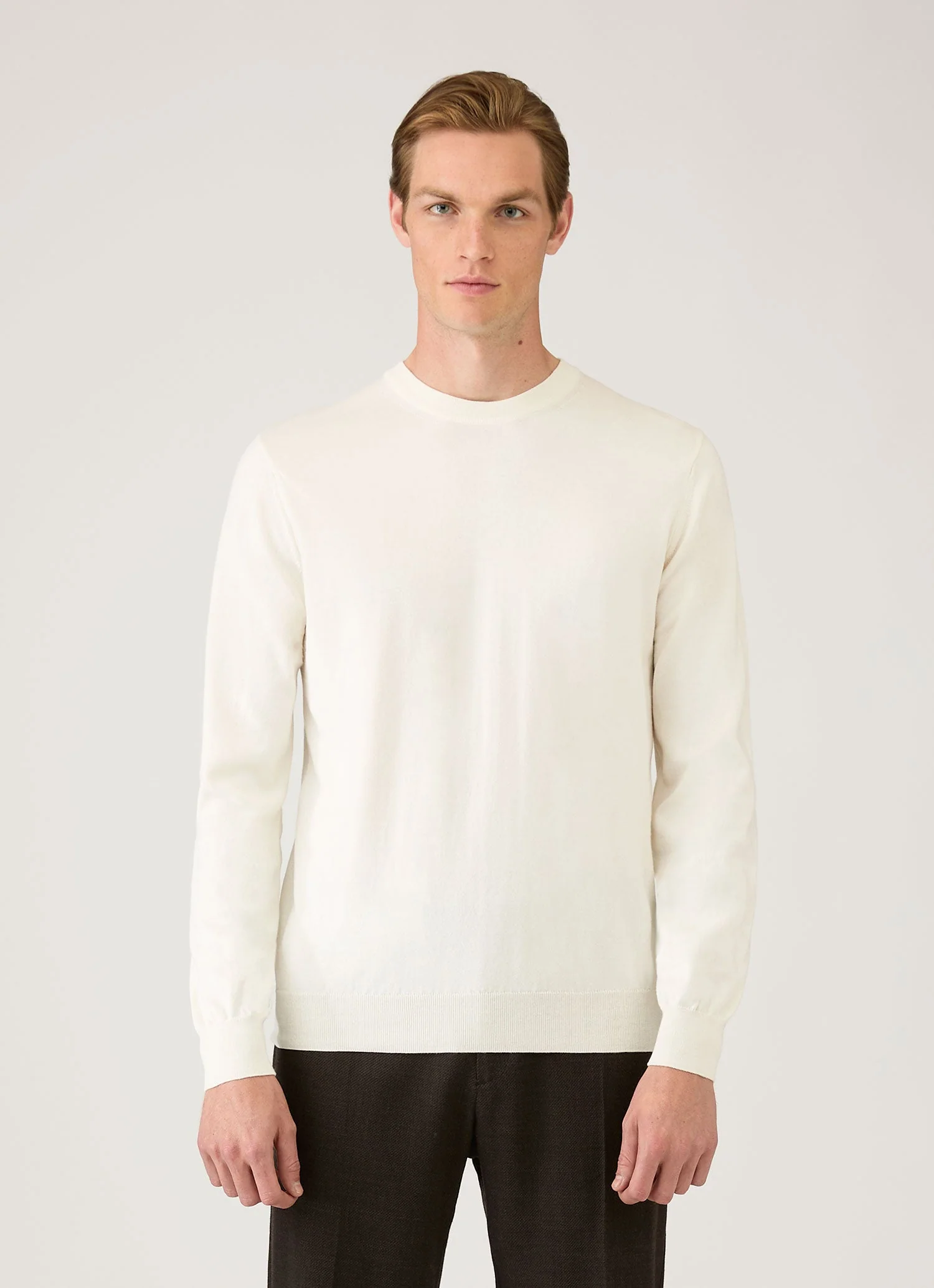 Men&rsquo;s Lightweight Cotton Jumper in Ecru