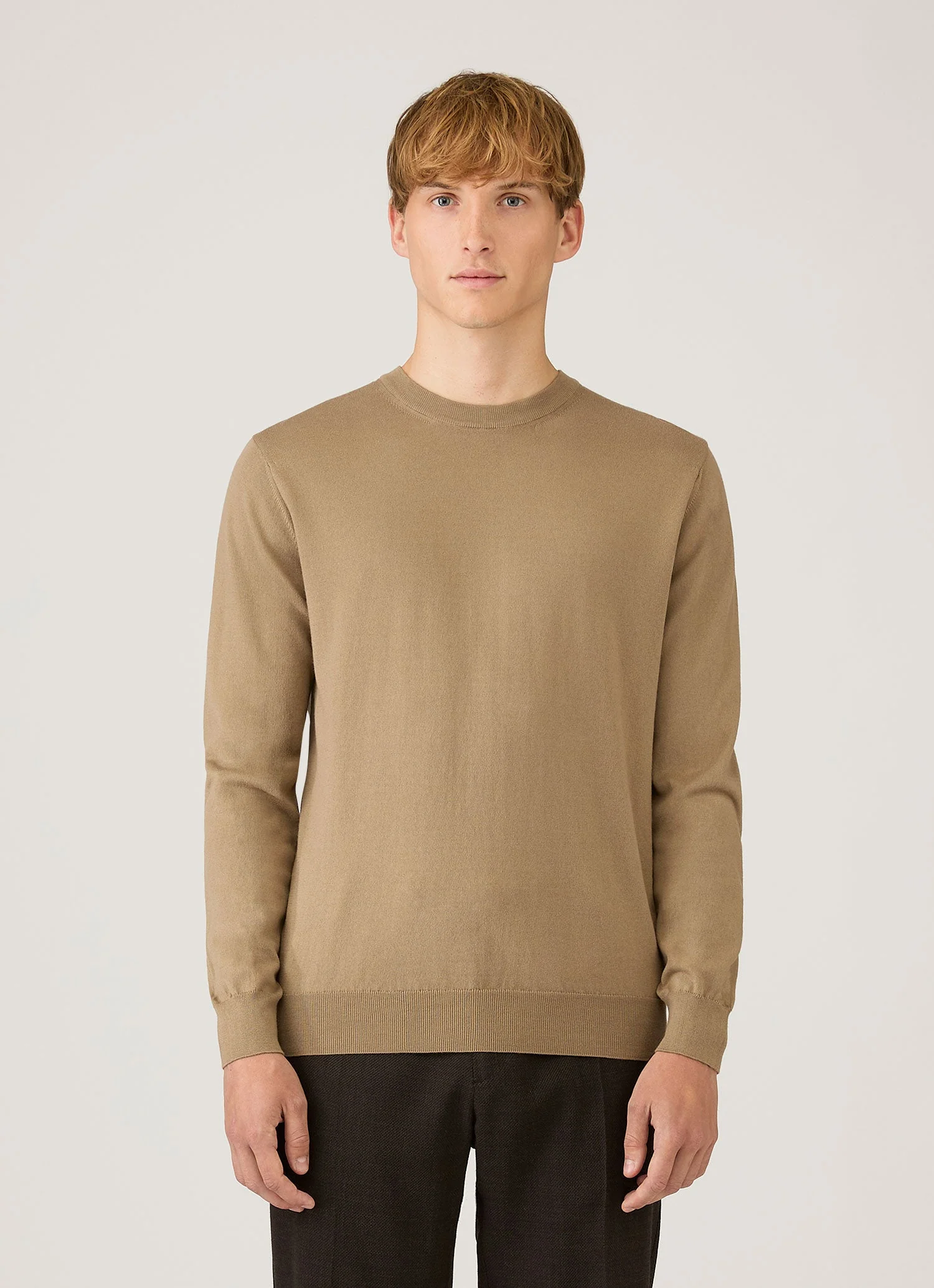 Men&rsquo;s Lightweight Cotton Jumper in Dark Stone