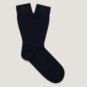 Men's Cashmere Ribbed Socks in Navy