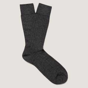 Men's Merino Wool Rib Socks in Charcoal Melange