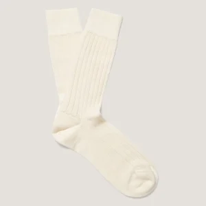 Men's Merino Wool Ribbed Socks in Archive White