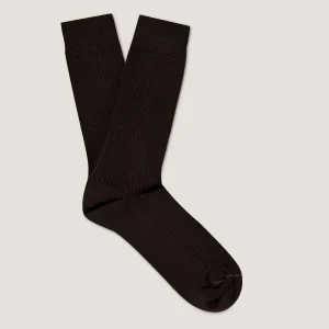 Men's Cotton Ribbed Socks in Truffle