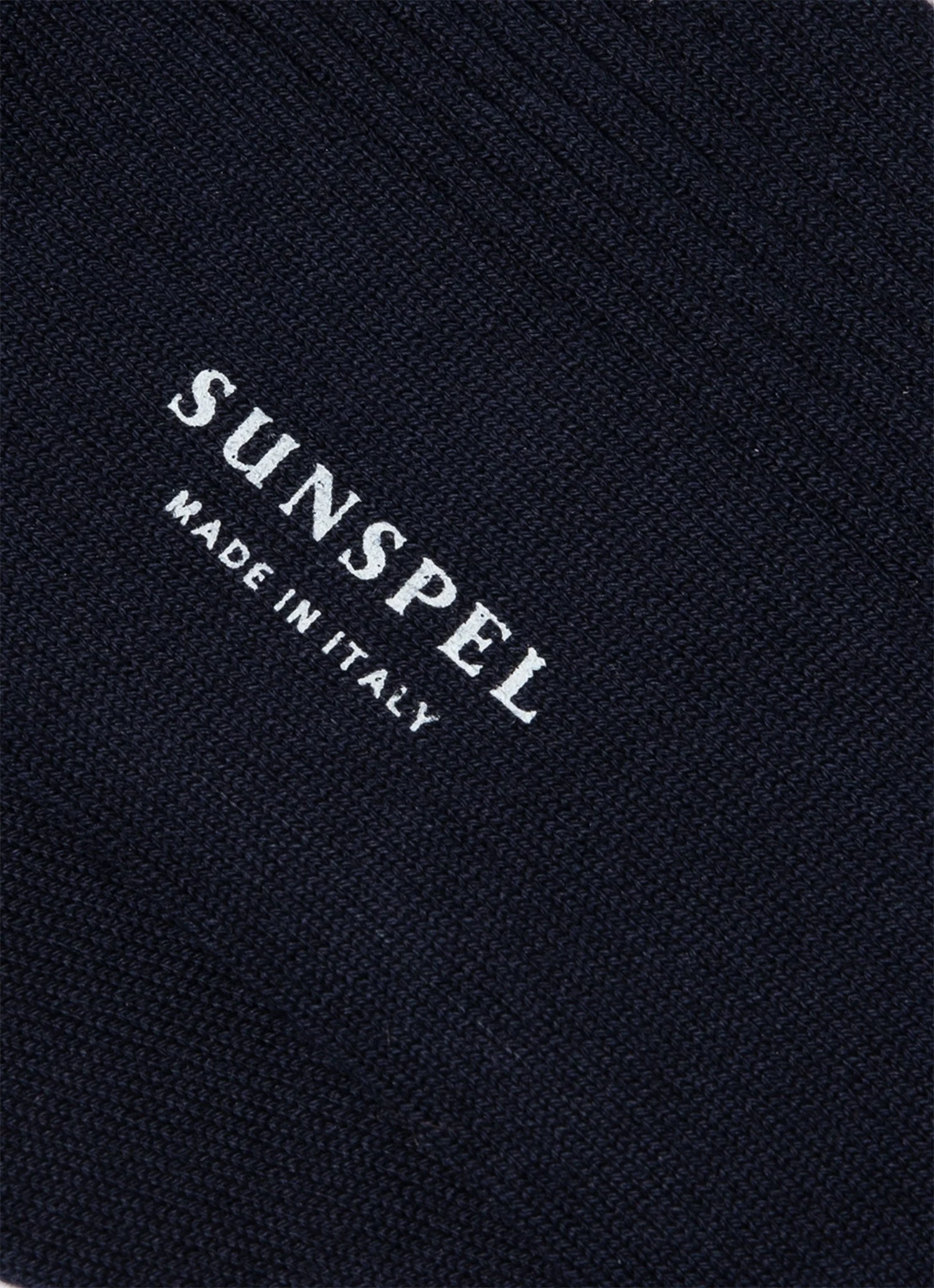 Men&rsquo;s Cotton Ribbed Socks in Navy