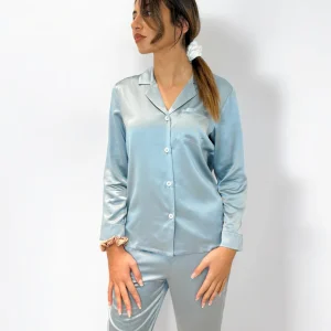 GLAMOUR Pantalon de pyjama en soie Bleu Clair 22 mommes