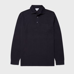 Men's WM Brown Long Sleeve Polo Shirt in Navy