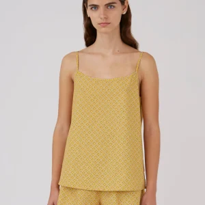 Women's Cotton Cami in Plant Geo Mustard