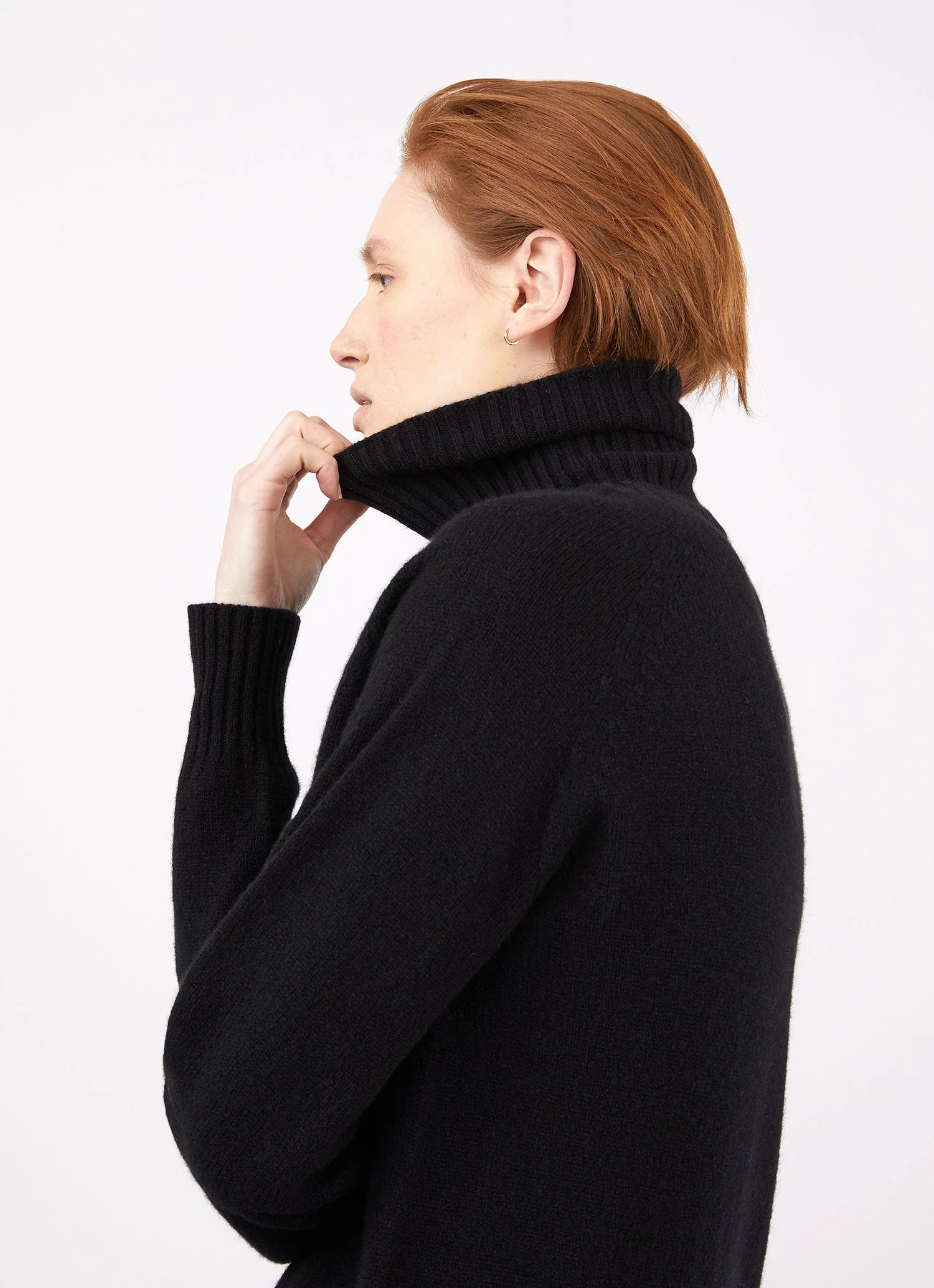 Women&rsquo;s Lambswool Roll Neck Dress in Black