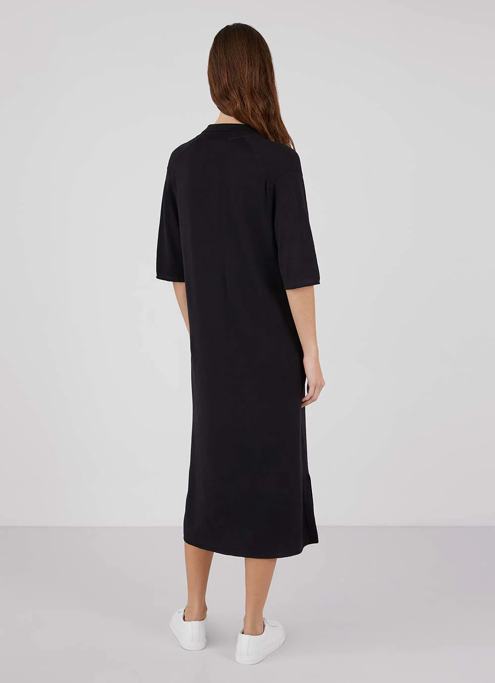 Women&rsquo;s Merino Silk Polo Dress in Black