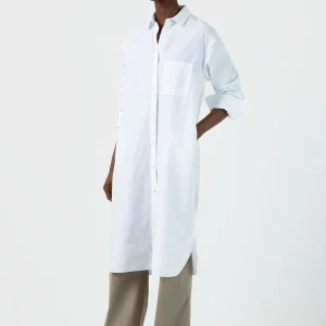 Women's Cotton Poplin Shirt Dress in White