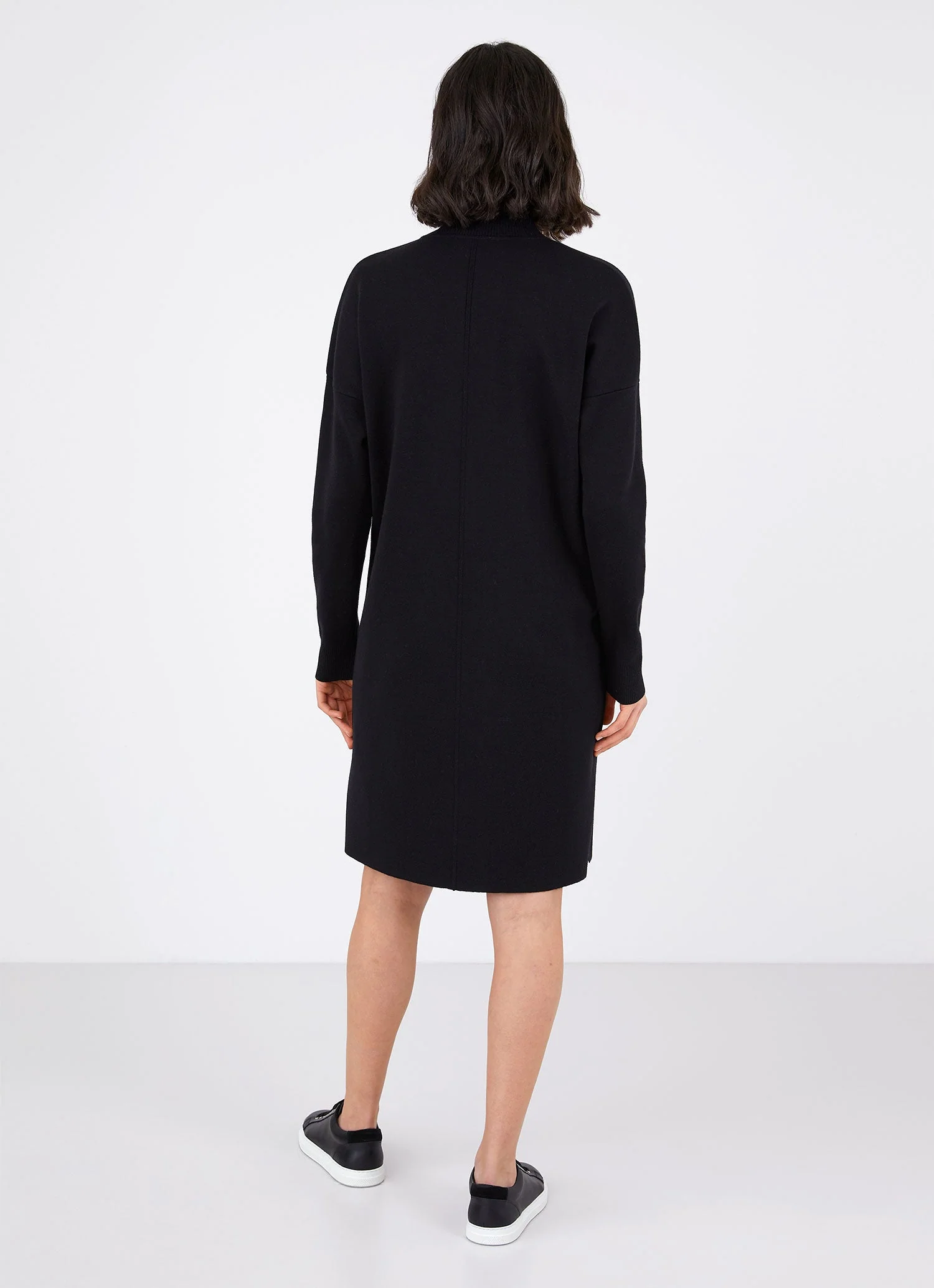 Women&rsquo;s Merino Funnel Neck Dress in Black