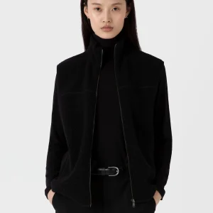 Women's Wool Fleece Gilet in Black