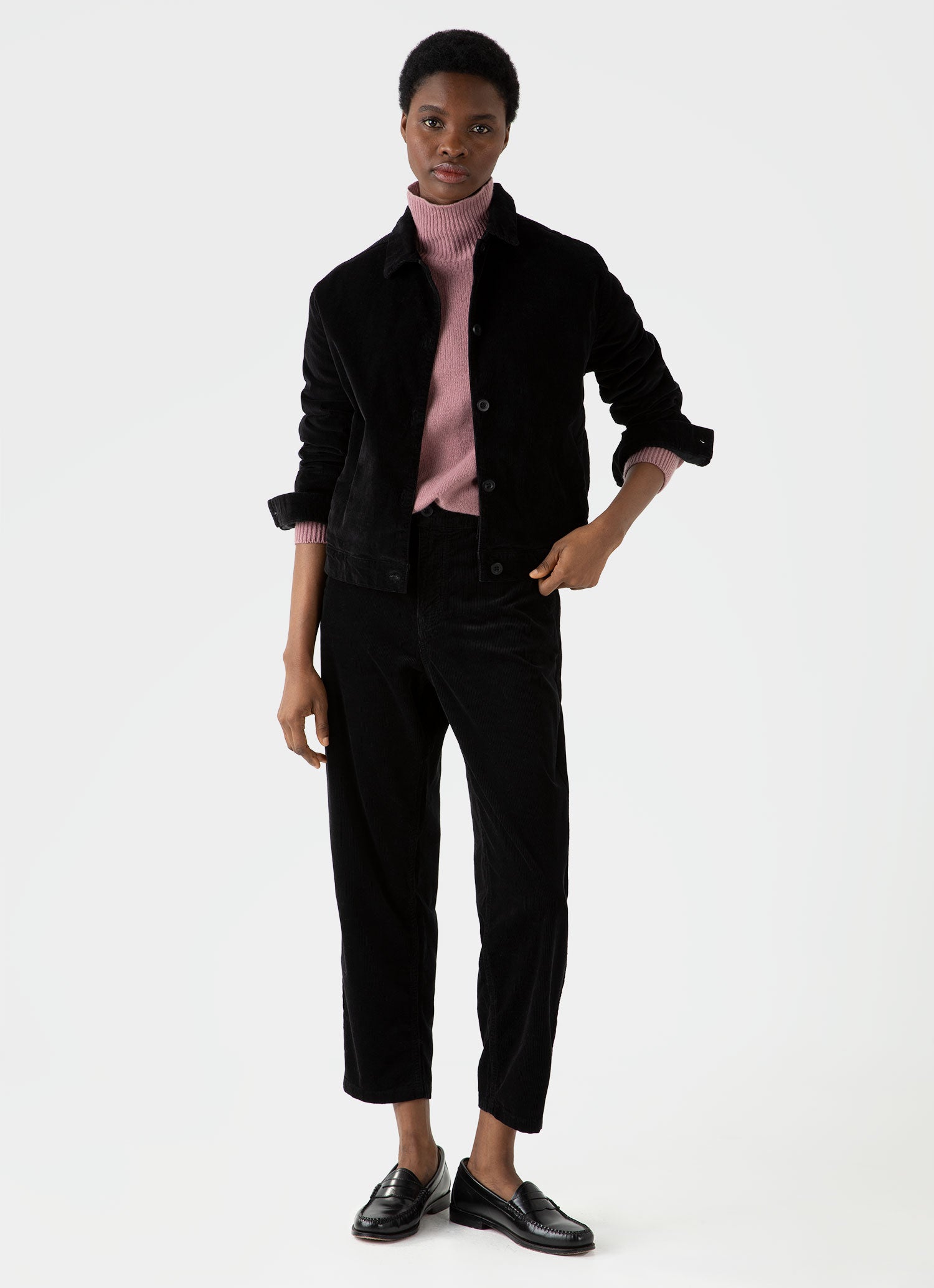 Women&rsquo;s Corduroy Boxy Jacket in Black