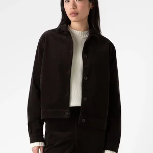 Women's Corduroy Boxy Jacket in Coffee
