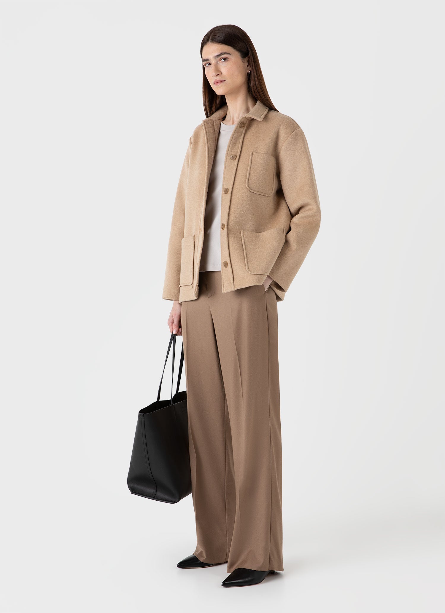 Women&rsquo;s Double Faced Twin Pocket Jacket in Light Camel