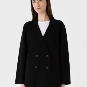 Women's Merino Milano Knit Blazer in Black