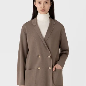 Women's Merino Milano Knit Blazer in Sandstone
