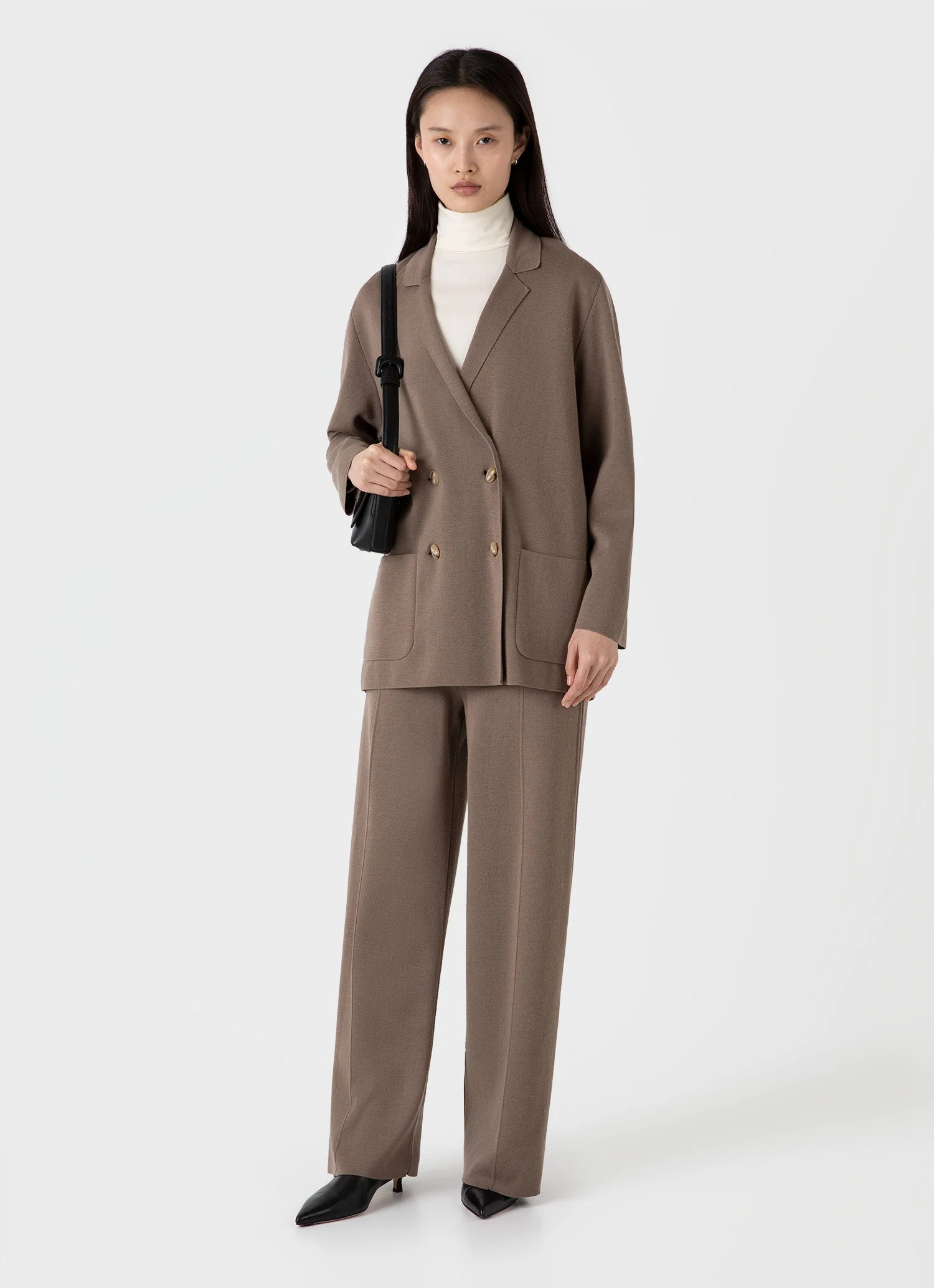 Women&rsquo;s Merino Milano Knit Blazer in Sandstone