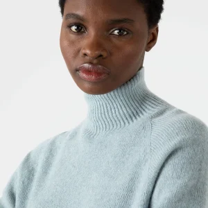 Women's Lambswool Funnel Neck Jumper in Blue Sage