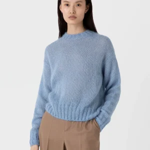 Women's Mohair Silk Jumper in Cornflower