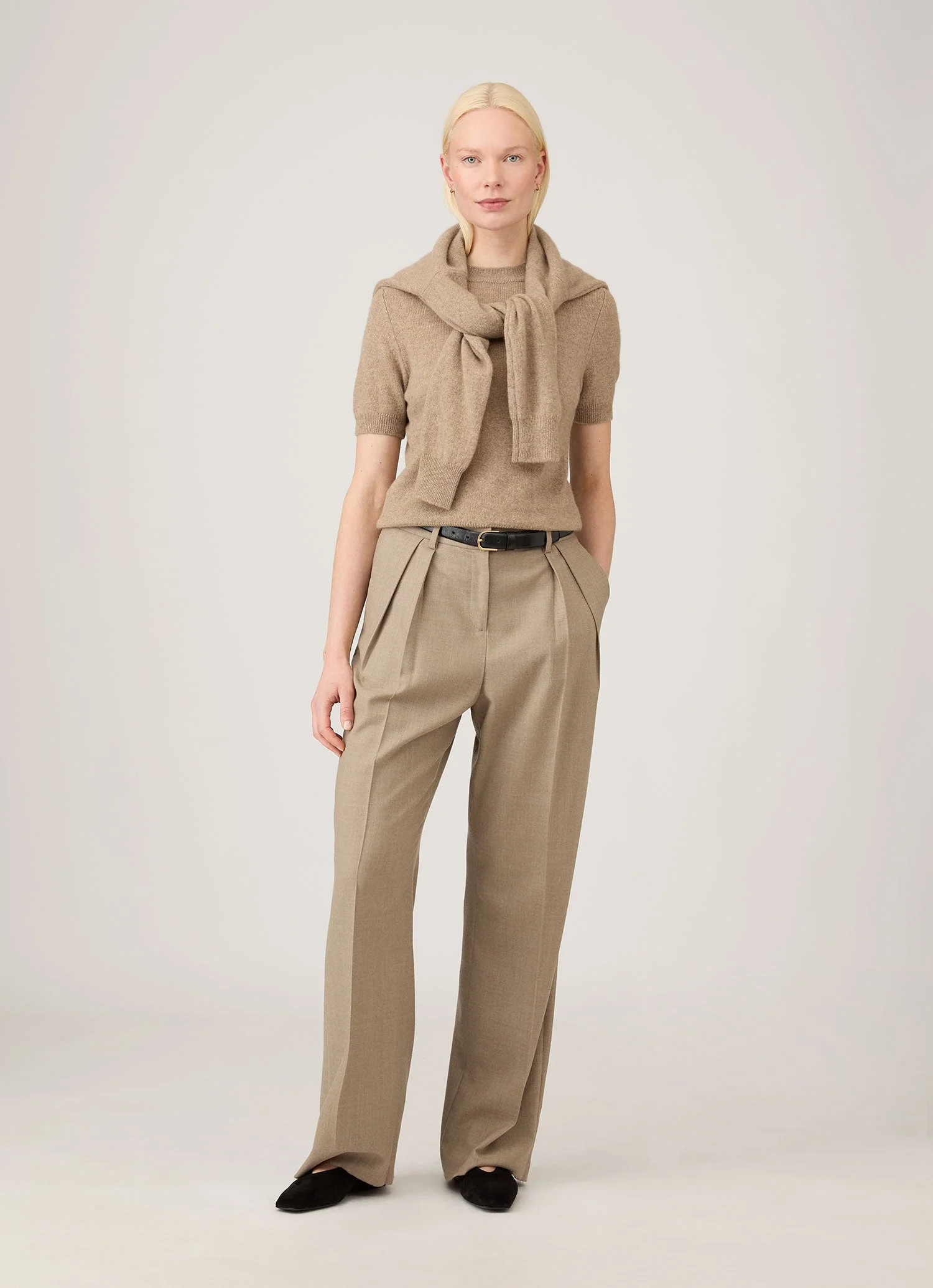 Women&rsquo;s Cashmere T-Shirt in Mink