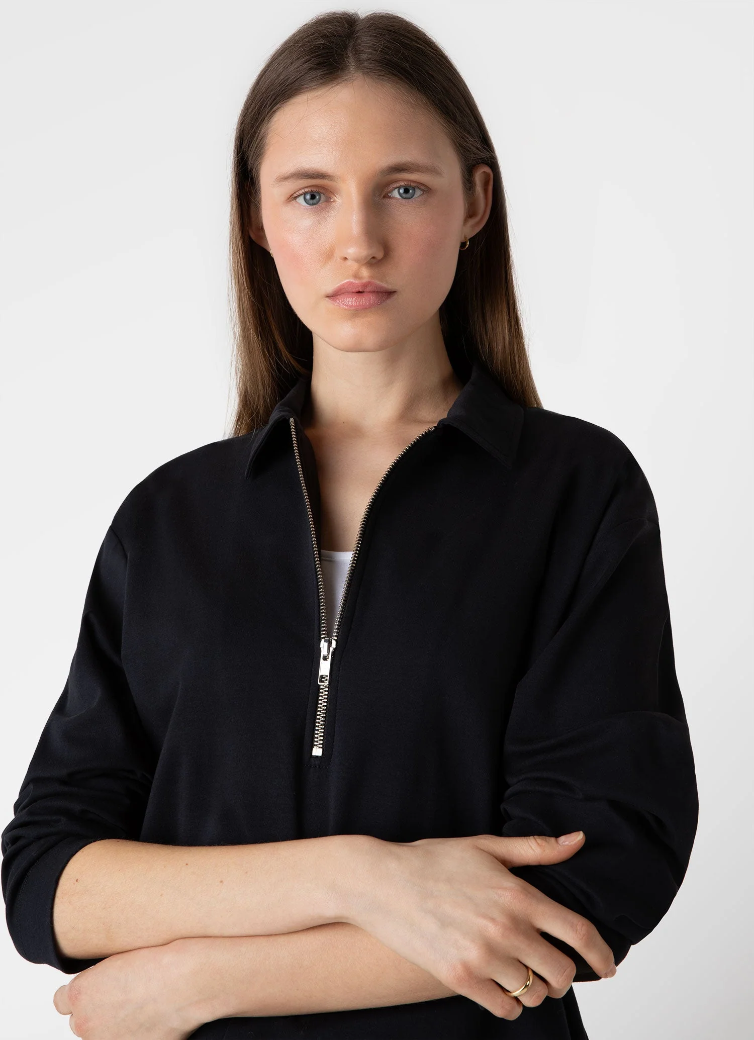 Women&rsquo;s Jersey Polo Top in Black