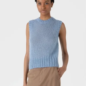 Women's Mohair Silk Vest in Cornflower