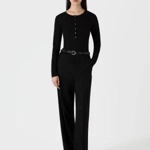 Women's Wool Flannel Trouser in Black