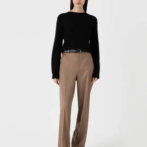 Women's Wool Flannel Trouser in Light Camel